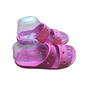 Crocs Kids Classic Sandals Bubblegum‎ Pink Slides Comfort Two Strap Shoes